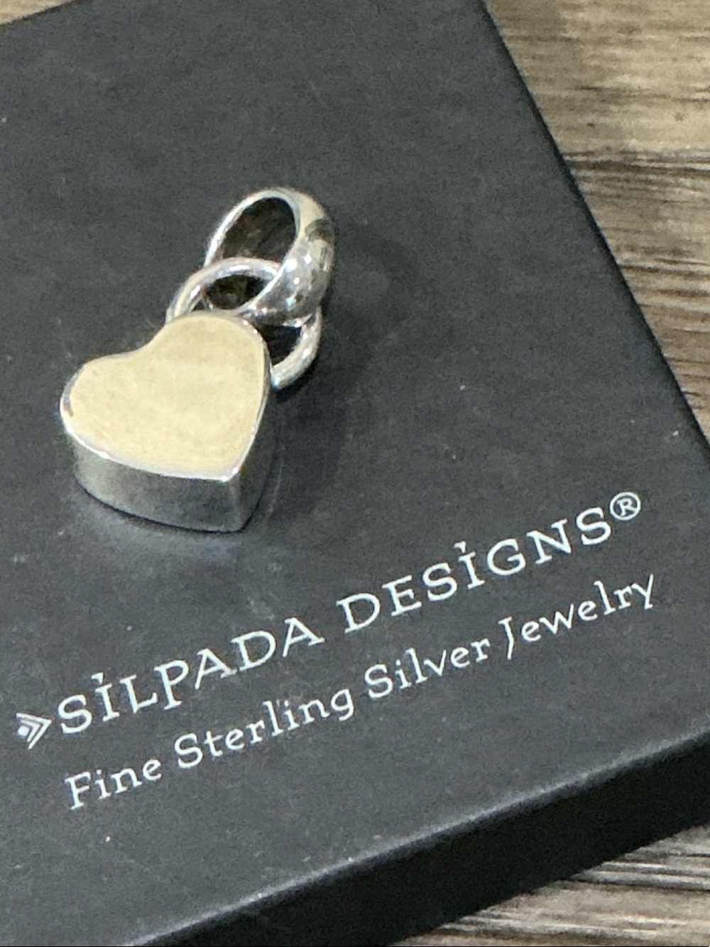 Silpada RARE Vintage Sterling Silver Chunky Heart Charm - Silver